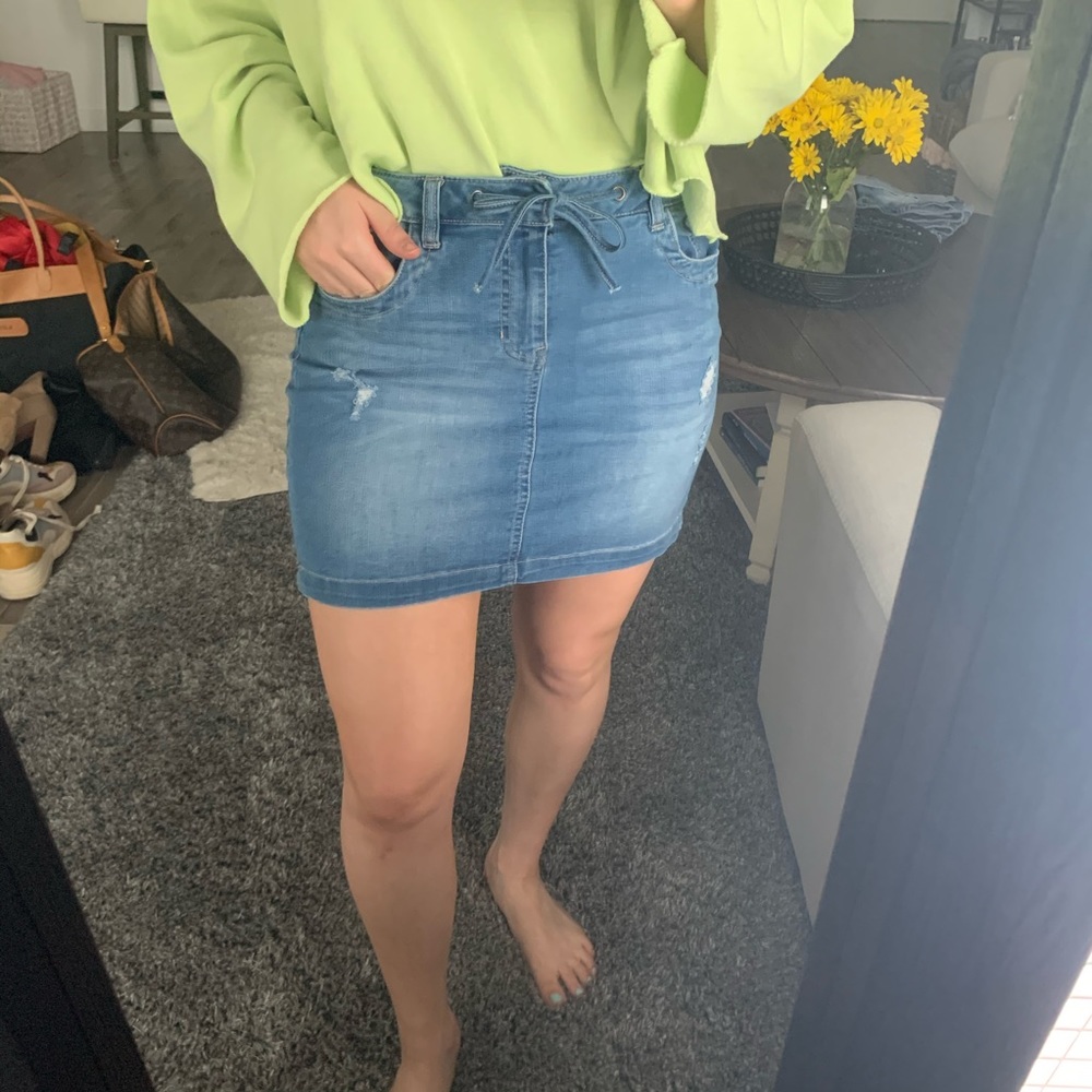 High Waisted Denim Skirt